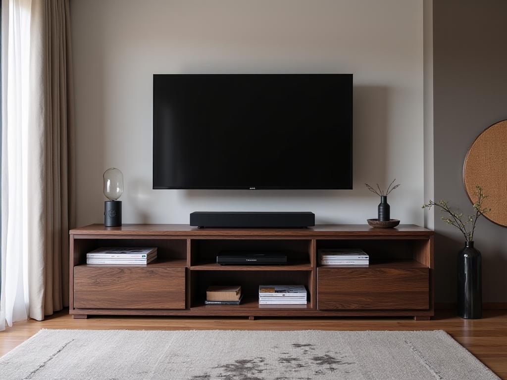 Dark stained ash media console